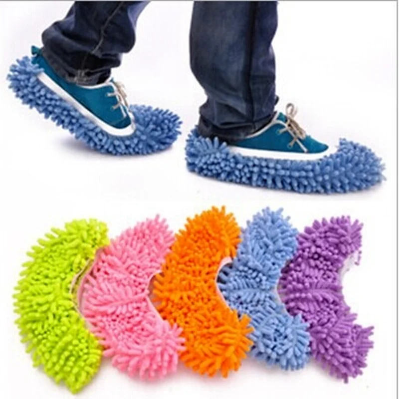

2pc Dust Cleaner Grazing Slippers House Bathroom Floor Cleaning Mop Cleaner Slipper Lazy Shoes Cover Microfiber Duster Cloth