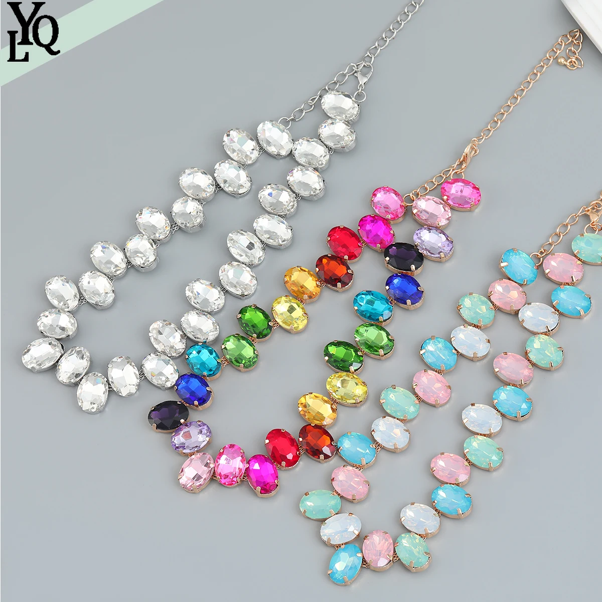 

New Fashion Metal Oval Glass Geometry Necklace Dinner Creative Jewelry 2023 Charm Accessories Women's Gift