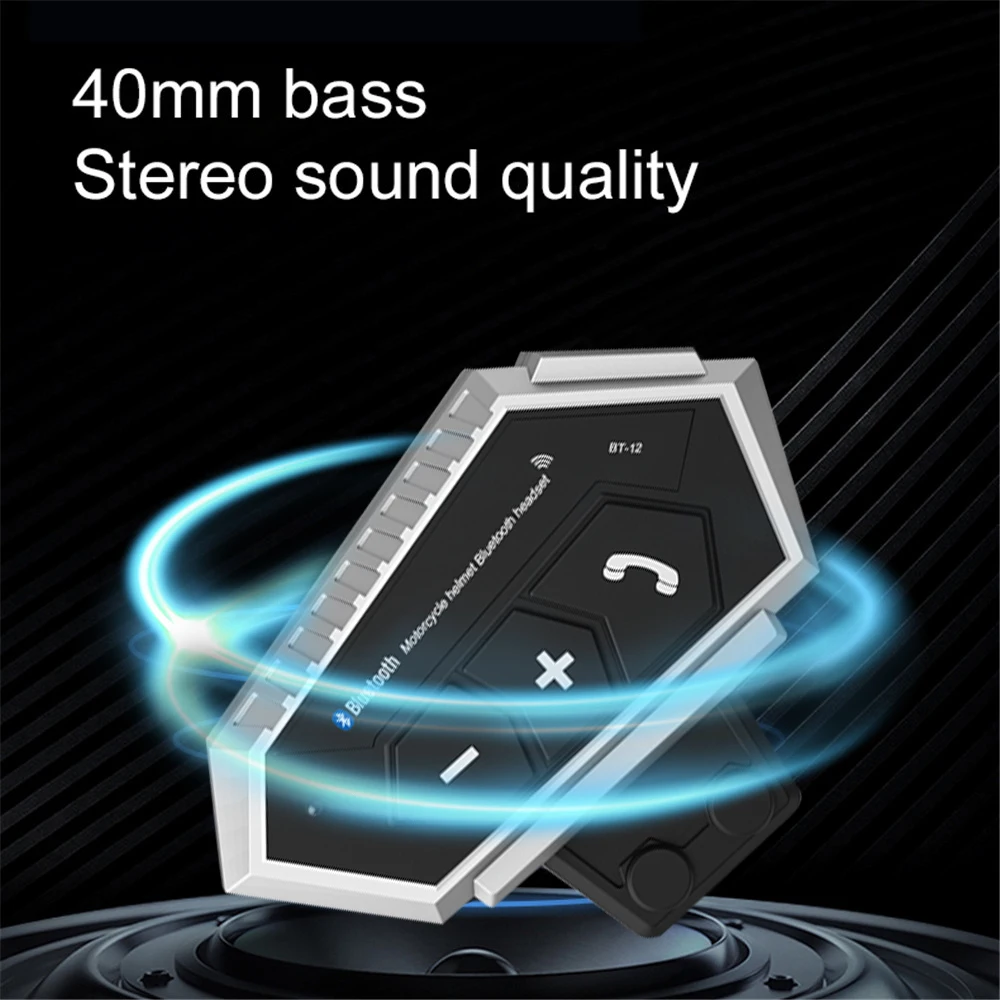 Шлем мотоциклетный гарнитура Bluetooth наушники с громкой связью для звонков, стерео и защитой от помех для мотоциклиста.