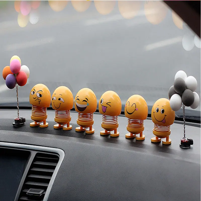 

New Cute Expressions Car Bobblehead Doll Cute Creative Spring Dolls Car Ornaments Car Center Control Decoration Accessories