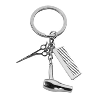 hair stylist essential hair dryer scissors comb decoration key ring hair stylist gift key ring hair dryer letter key ring