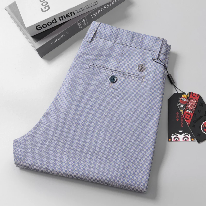 

Брюки мужские повседневные в клетку, жаккардовые Формальные Костюмные брюки прямого кроя, корейская мода, лето 2023