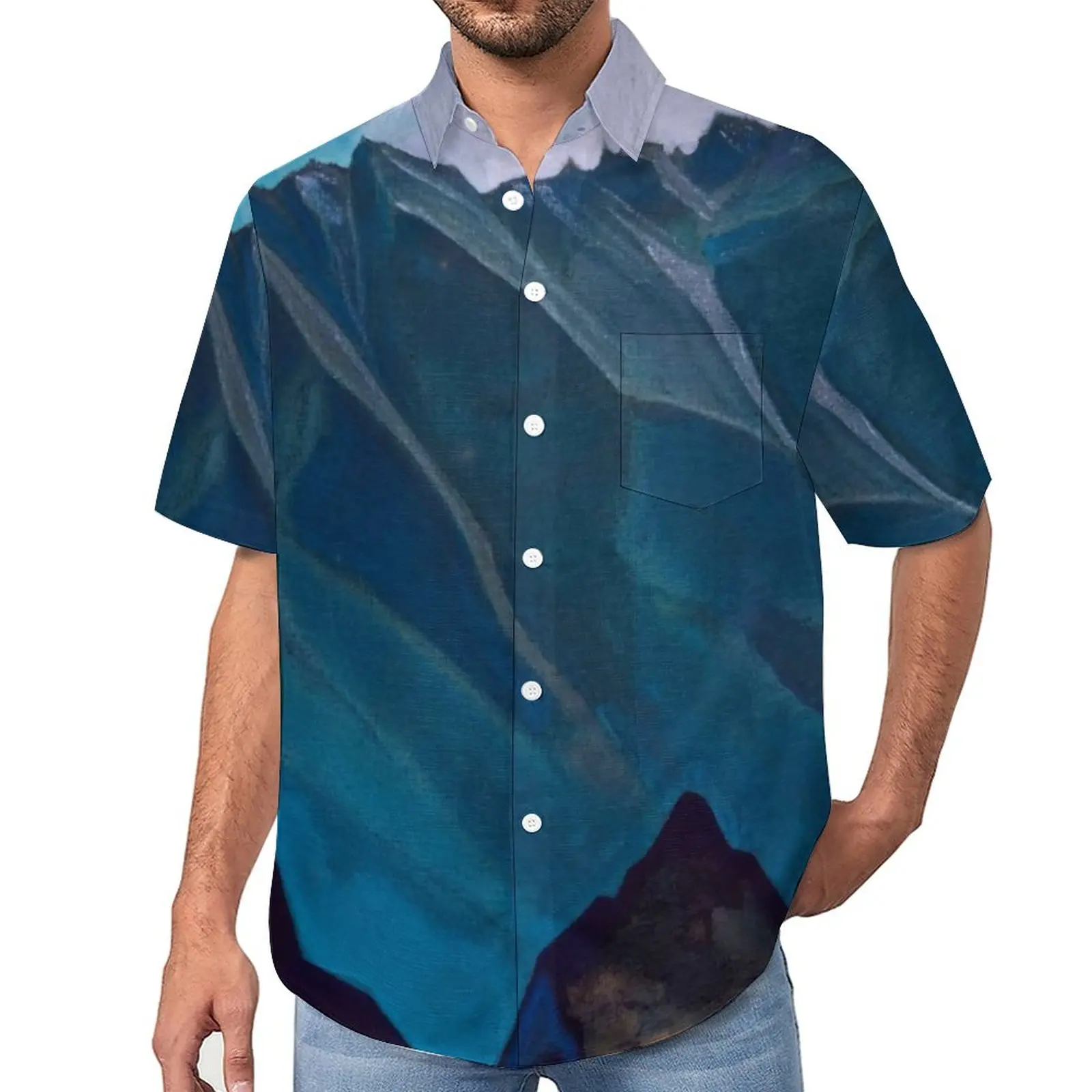 

Bell Mountain Loose Shirt Men Beach Holy Mountains Print Casual Shirts Summer Design Short Sleeve Trending Oversized Blouses