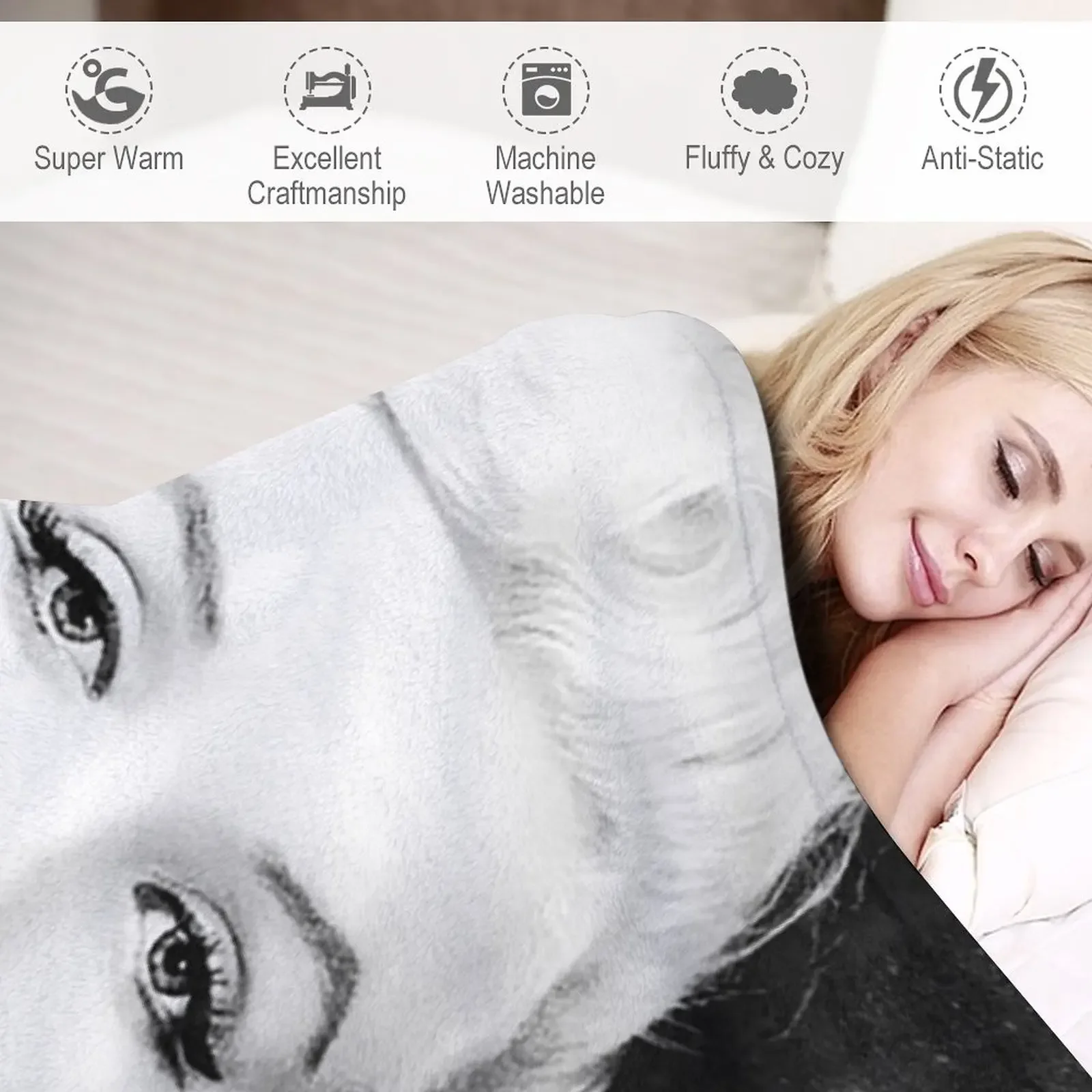 Винтажное одеяло Marilyn Monroe - BW D17 теплое плоское