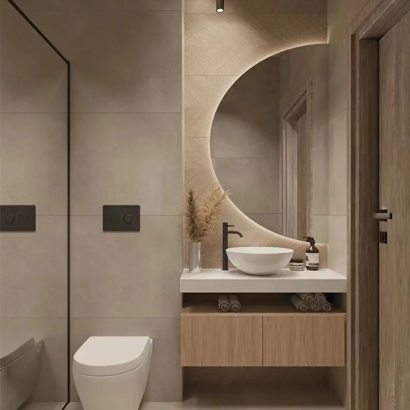 

Electric Smart Touch Bathroom Mirror Light Fogless Irregular Aesthetic Bathroom Mirror Luminated Design Espelhos Room Decoration