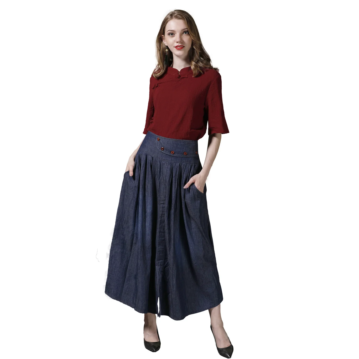 

Free 3 Shipping Fashion Summer Denim All-match Loose Casual Jeans Skirt Girl Elastic Waist Long Skirt for Women with Belt S-6XL