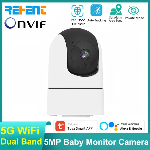REHENT 5G WiFi Dual Band PTZ Camera Auto Tracking Private Mode Security Tuya Smart Alexa Google 5MP Indoor Baby Monitor Camera 1