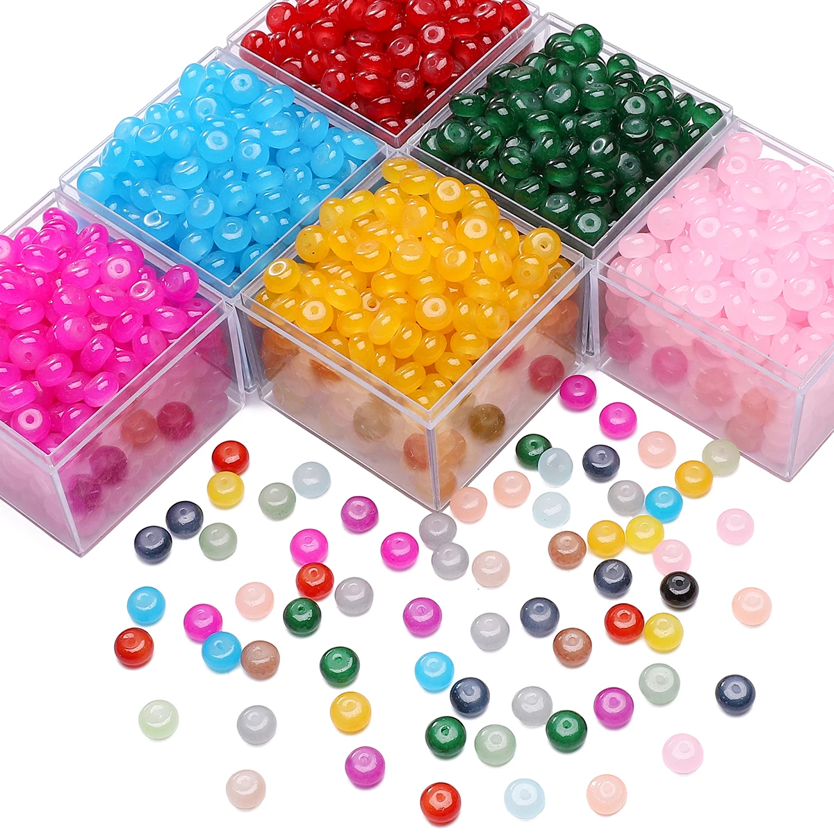 Стеклянные бусины с имитацией нефрита 8x5 мм 25/50 шт