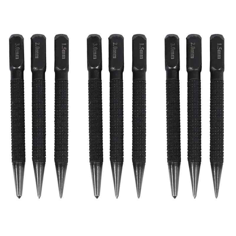 Big Deal 9Pcs High-Carbon Steel Center Punch Set 10Cm Non Slip Center Punch For Alloy Steel Metal Wood Marking Drilling Tool