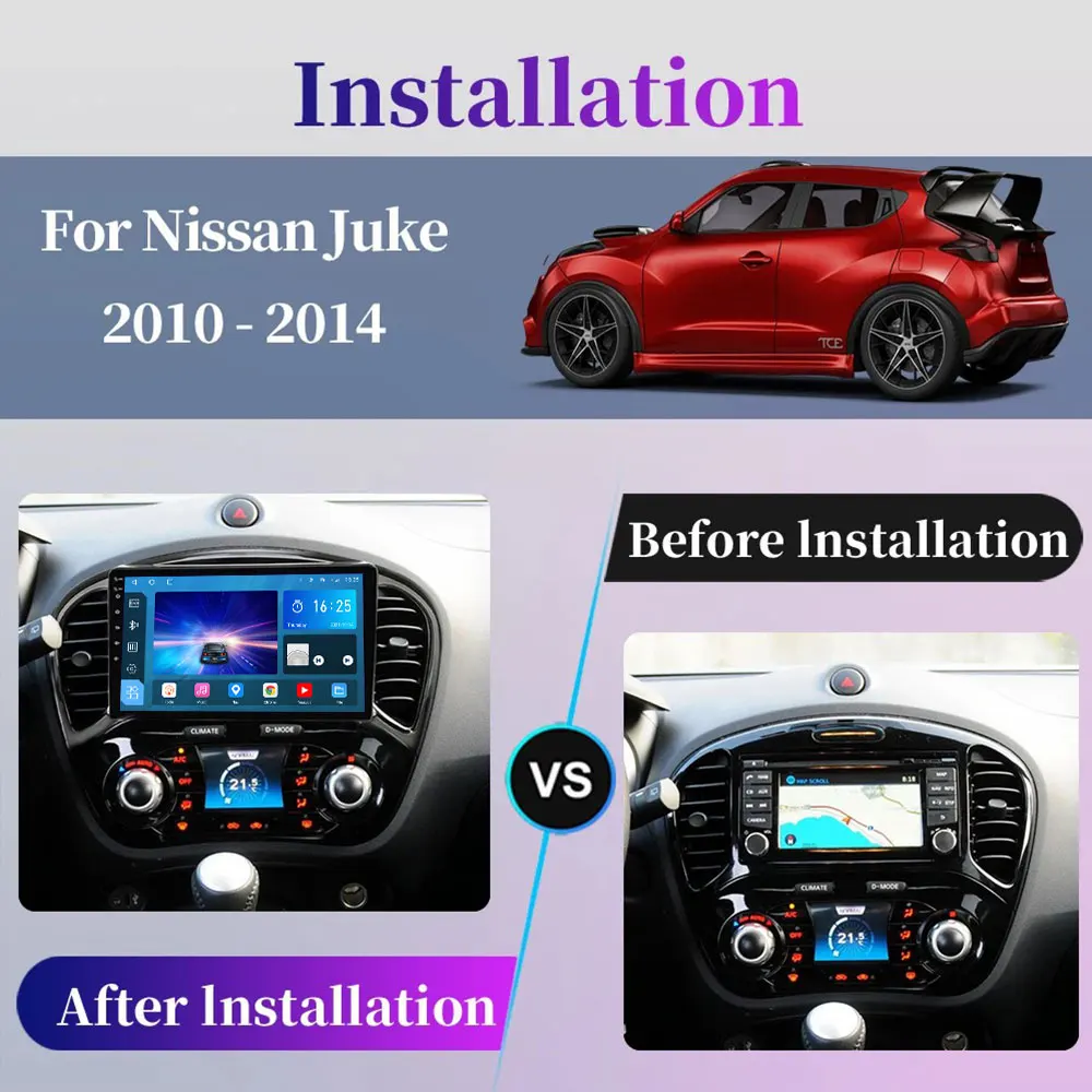 Автомобильный радиоприемник Android 14 для Nissan Juke YF15 2010-2014 GPS Carplay Мультимедийный