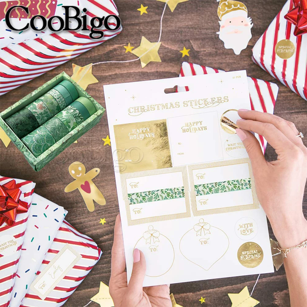 Декоративная клейкая лента 12 рулонов в комплекте | Канцтовары для офиса и дома