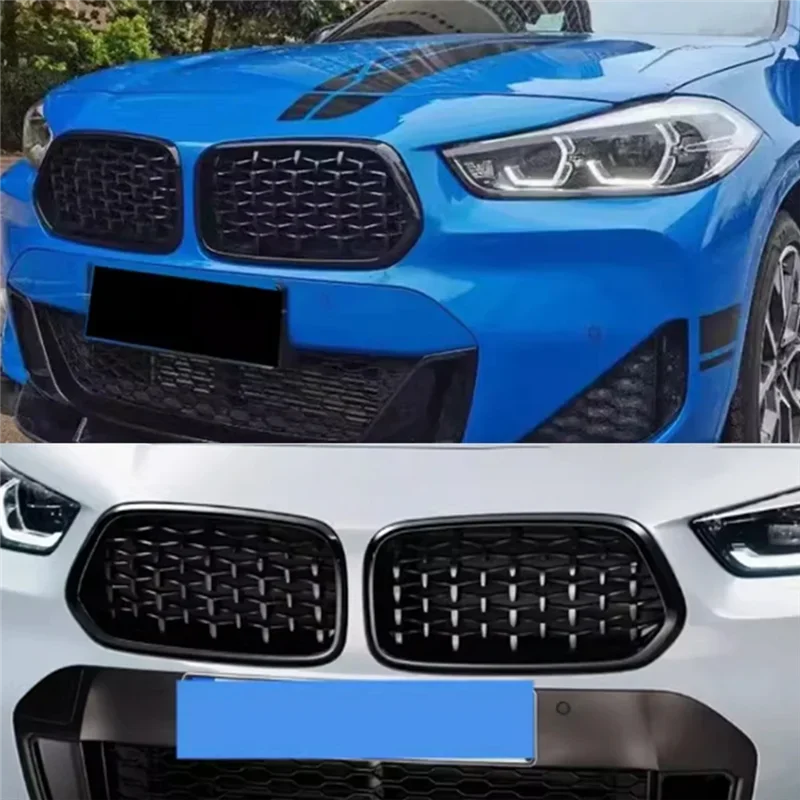 

Для BMW F39 X2 2019 2020 2021 2022 2023 2024 Передний бампер Решетка почек Крышка Передняя решетка капота Черные гоночные грили Аксессуары