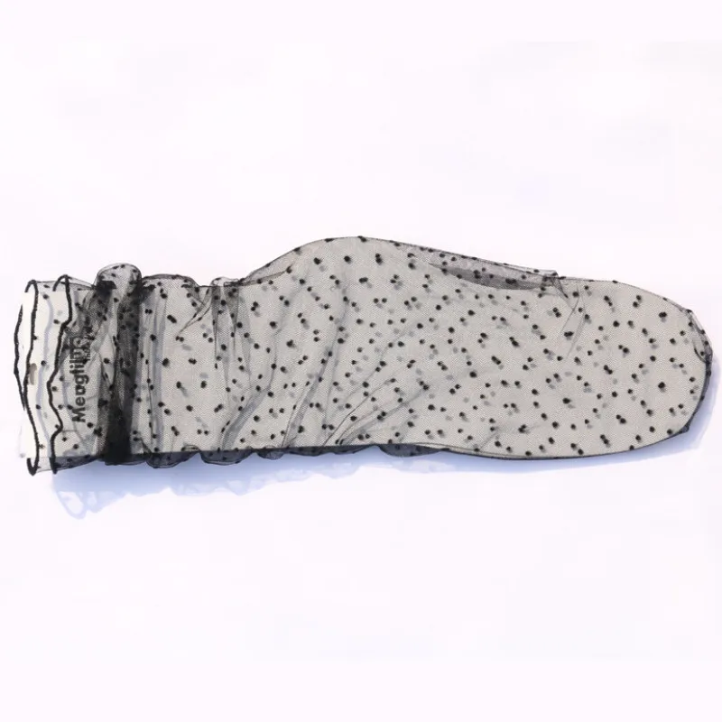 

Модные креативные женские стеклянные чулки, короткие носки, прозрачные тюлевые флокированные носки в горошек