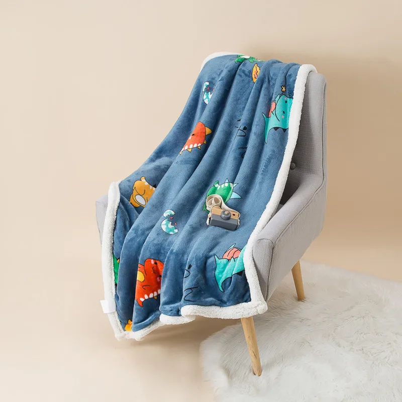 Autumn and Winter Double Layer Thickened Children's Blanket Flannel Kindergarten Quilt Nap Blanket Baby Blanket Blanket100*120cm