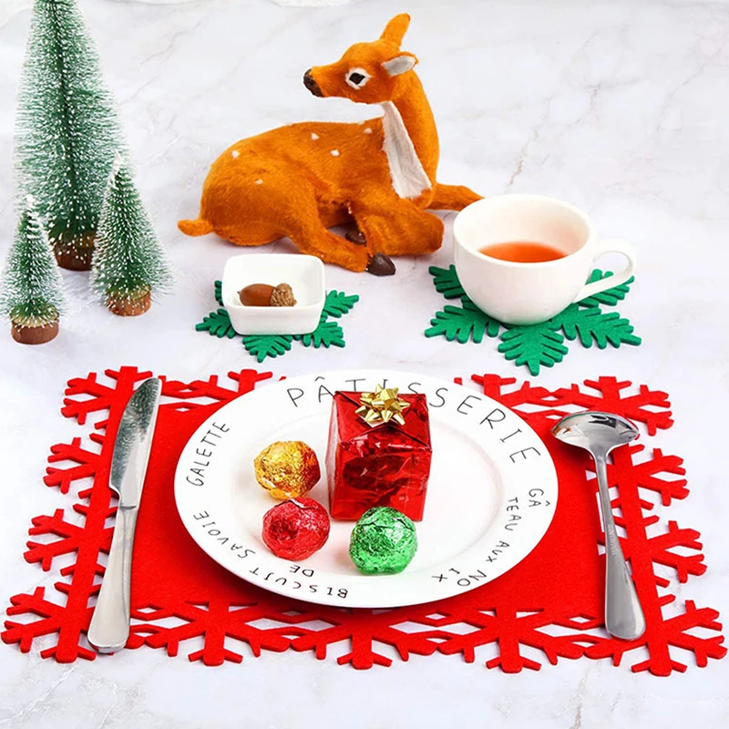 

Hotel Christmas Coasters Family Table Placemats And Snowflake Coasters For Christmas Party Table Decorations Tableware