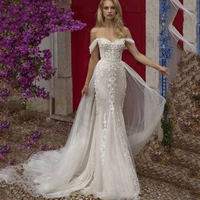 sexy boat neck mermaid wedding dresses 2022 cap sleeves elegant party bride gown backless for women vestidos de noiva mariage