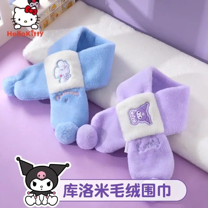 

New Kawaii Cartoon Sanrios Kuromi Scarf Cinnamoroll Cute Anime Winter Warm and Windproof Outdoor Sports Children Gifts 3-12Year
