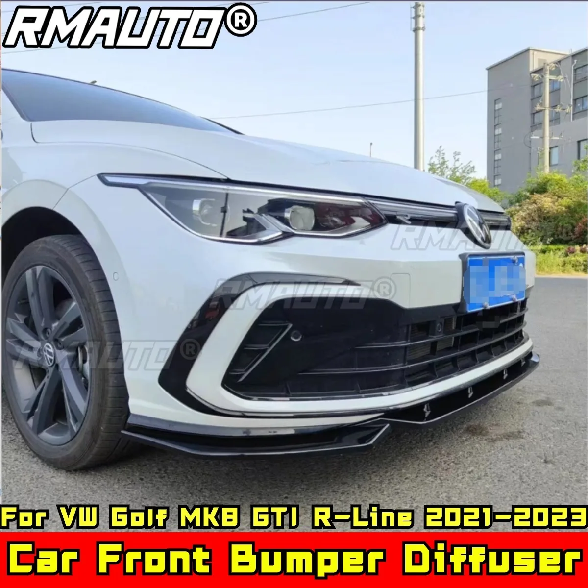 Комплект кузова для VW Golf MK8 GTI R-Line 2021-2023 передний бампер диффузор глянцевый черный