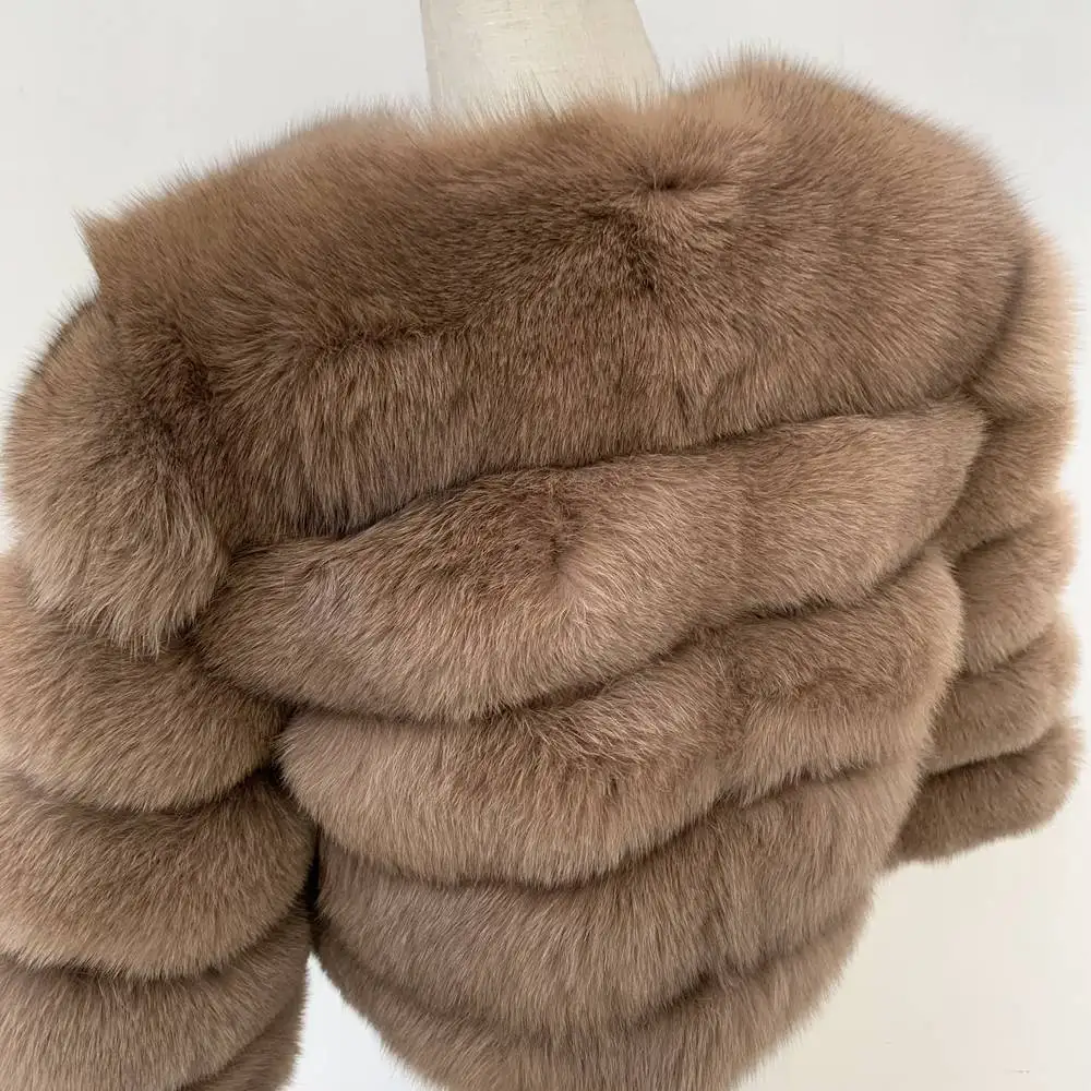 Fashion Real Fox Fur Coat Women Warm Real Fox Fur Coat Winter Genuine Short Slim Fur Jacket Luxury Natural Fox Outwear For Women