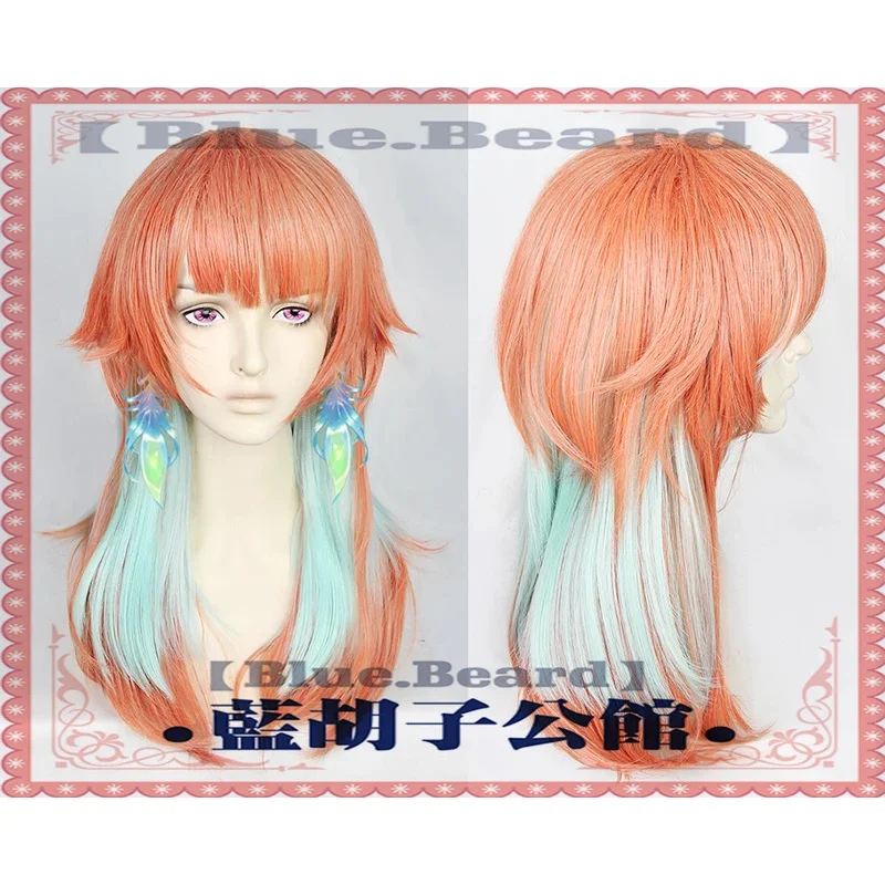 Vtuber Takanashi Kiara парик косплей kusotori девушки оранжевый смешанный мятно-зеленый
