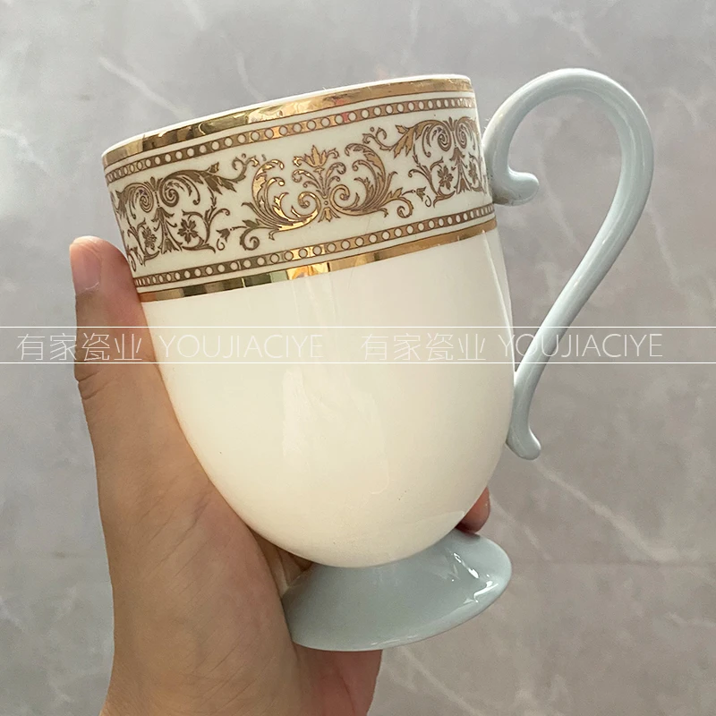 

Кофейная чашка в британском стиле из костяного фарфора, Офисная Золотая кружка для завтрака, роскошный подарок, дорожная кофейная кружка дл...