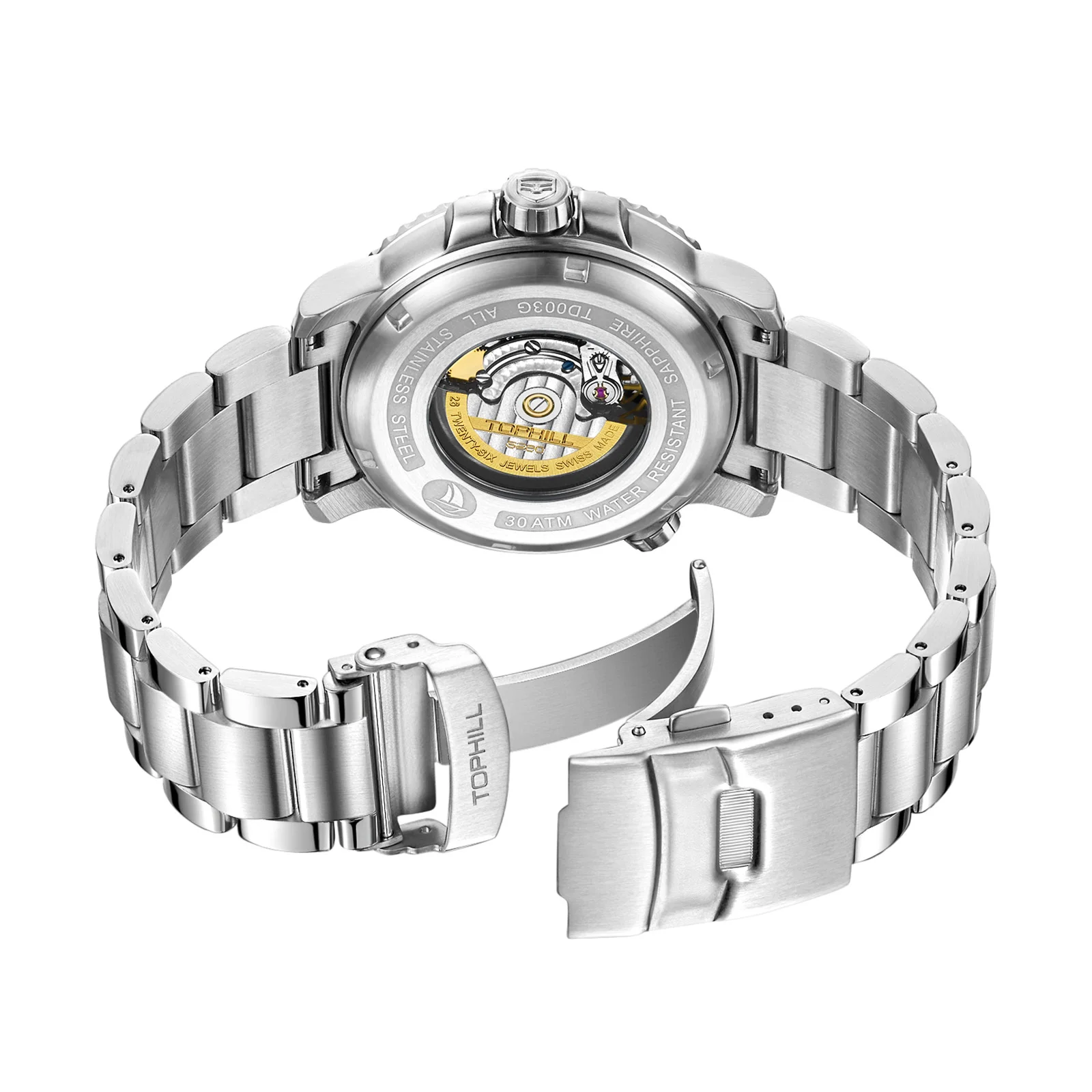 Фото TOPHILL Sport 300M дайверские мужские часы супер светящиеся наручные часы для мужчин автоматические механические часы для дайвинга с механизмом S280 №3