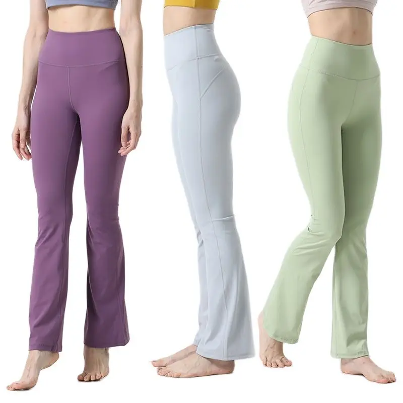 

Одежда для йоги Luluwomen, летние женские расклешенные брюки с завышенной талией, облегающие фигурки живота, спортивные штаны для йоги