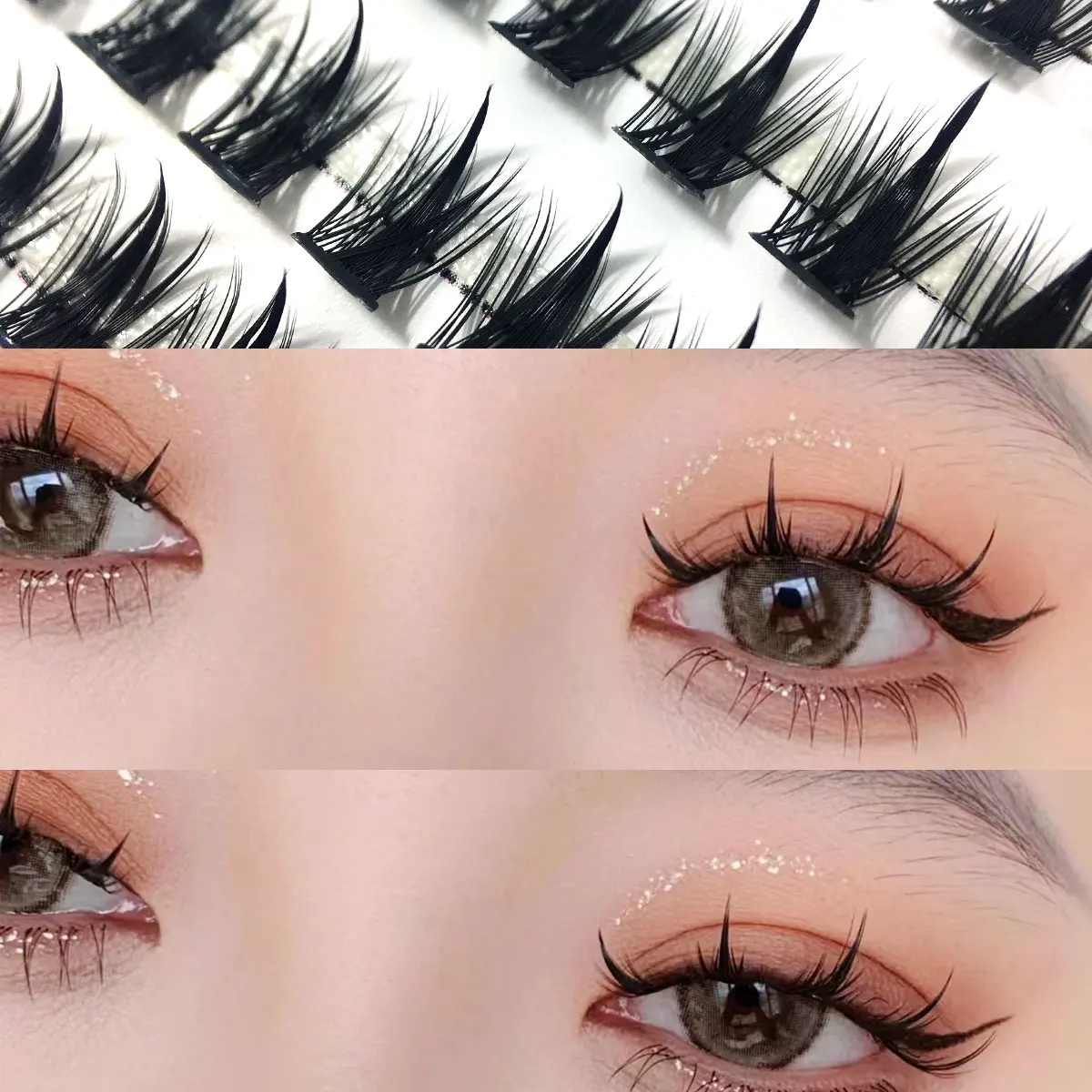

3D Fluffy Single Cluster False Lashes Premade Volume Fans Individual Eyelash Segmented Lashes Natural Fake Lashes Eye Extension