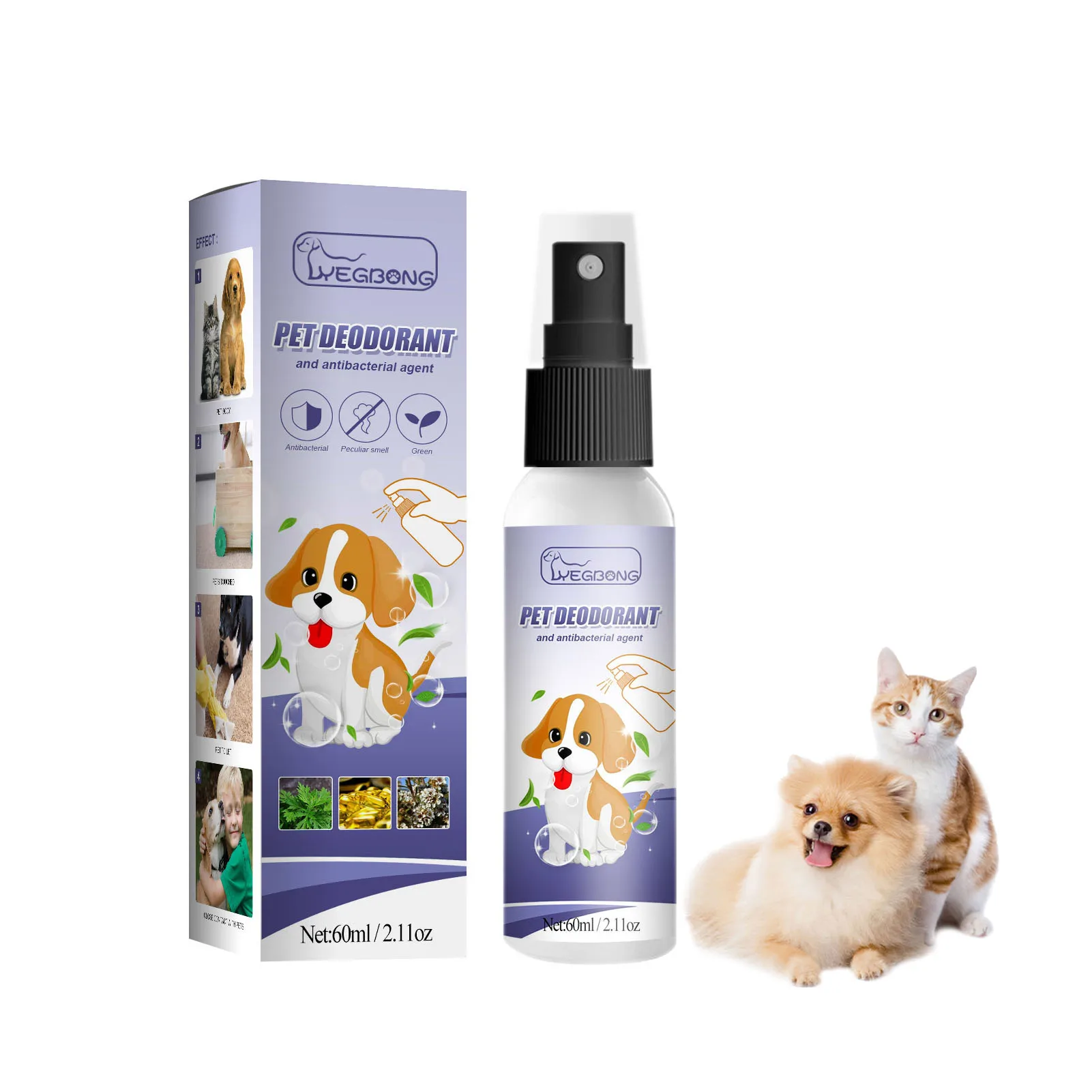 

60 мл дезодорант для собак и кошек с естественной растительной формулой жидкий парфюмерный спрей для домашних животных, чтобы ваш щенок чувс...