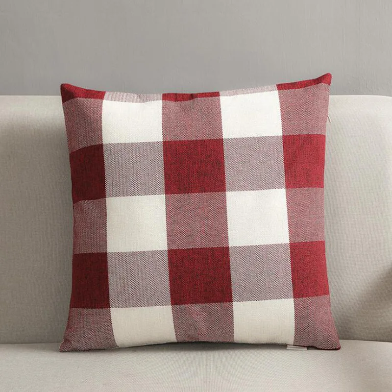 

Simple Style Plain Color Lattice Pillow Case Retro Striped Home Sofa Throw Pillow Cover Bedroom Living Room Cushion Cover 45x45