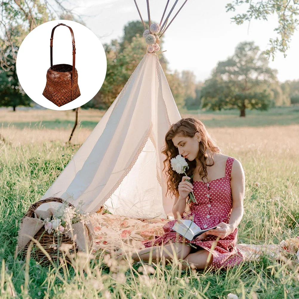 

Ажурная корзина для цветов, 1 шт., ручная корзина для рабочего стола (кофе)