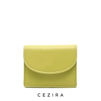 cezira brand design pu vegan leather card holder women simple fashion wallet portable functional coin purse minimalist organizer