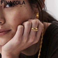 finazola fashion twisted helix double opening ring for women trendy brand design high quality gold plated copper metal jewelry