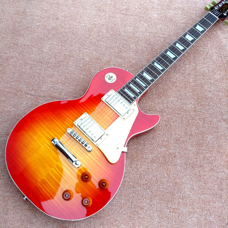 

Rosewood fingerboard LP electric guitar, chrome hardware, cherry burst maple top, free shipping