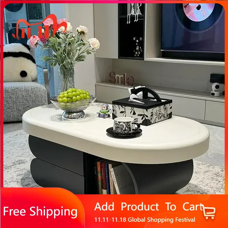 Белый журнальный столик с ящиком минималистичный роскошный в скандинавском