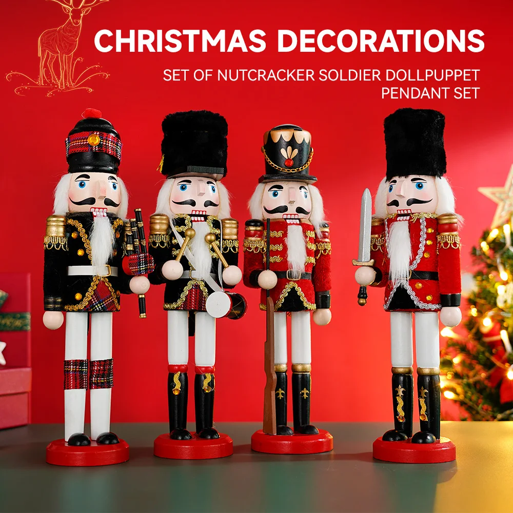 

30CM Christmas Nutcracker Wooden Soldiers Puppet Doll Creative Decoration Festival Gifts Ornaments Home Office Handmade Crafts