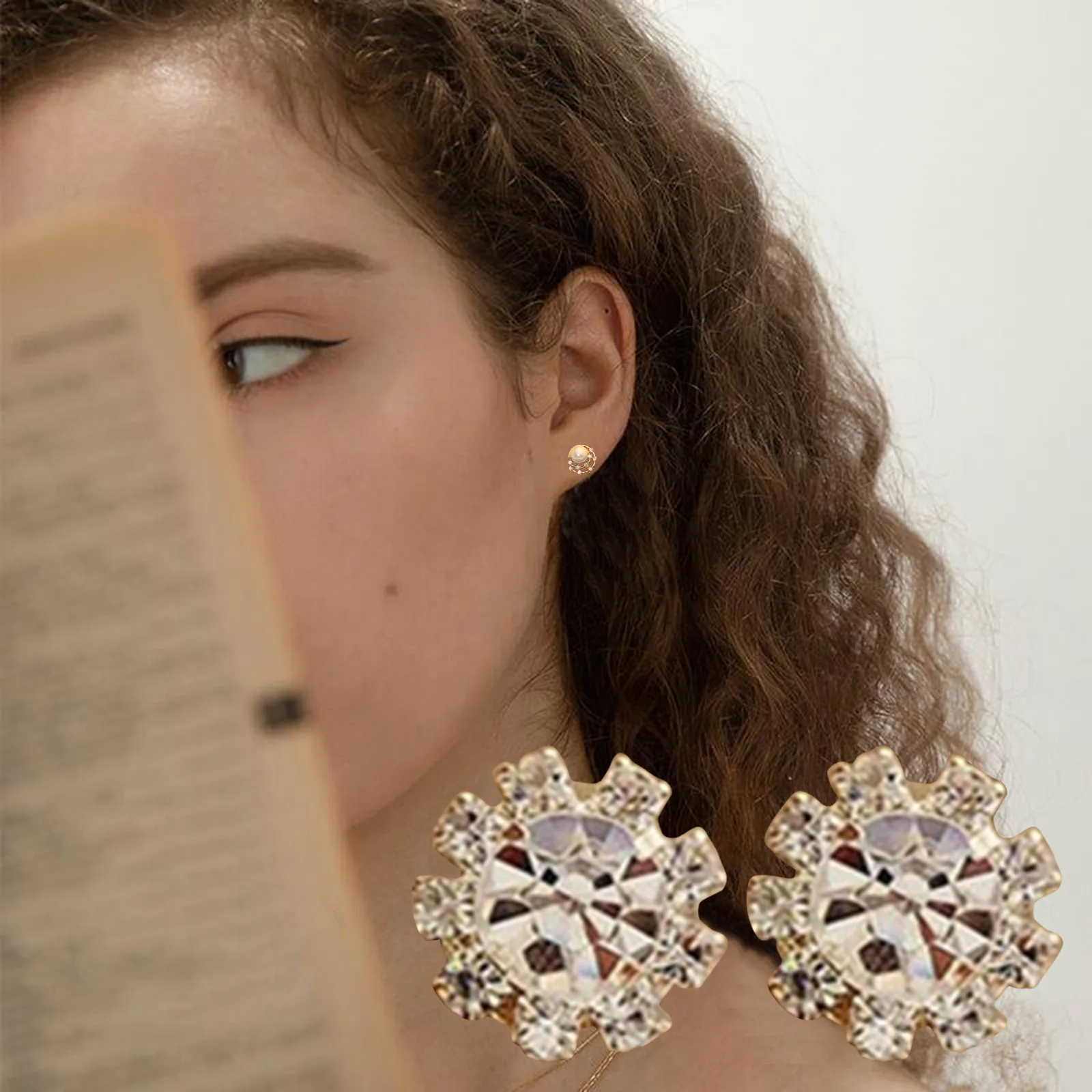 Элегантные серебряные свадебные 1 инкрустированные серьги женские