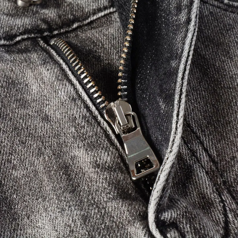 Джинсы мужские в стиле ретро модные рваные джинсы серого цвета Стрейчевые брюки