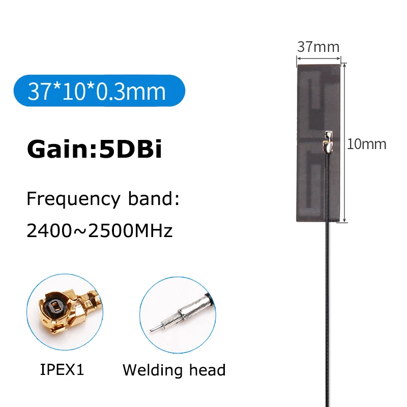 

2 шт. 5 дБи с высоким коэффициентом усиления ZigBee, bluetooth Wi-Fi модуль 2,4G встроенная Гибкая FPC мягкая антенна 37*10 мм всенаправленная патч-антенна