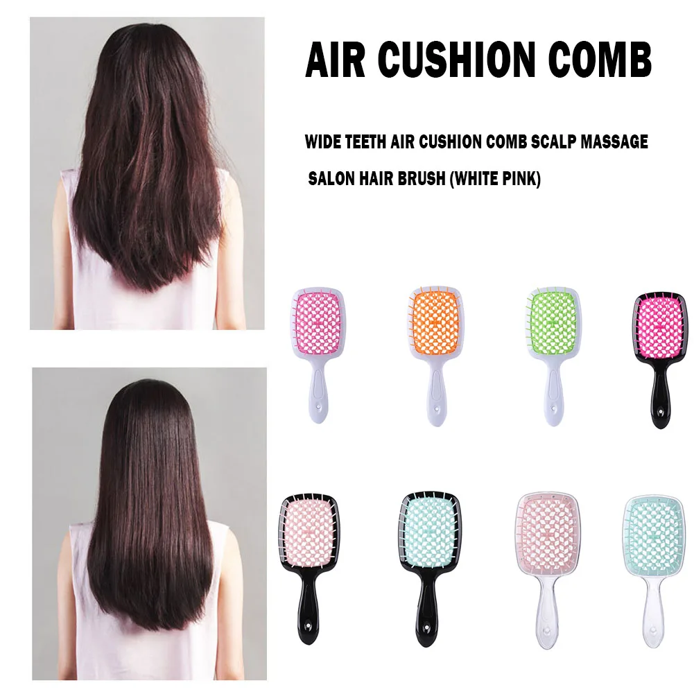 

Hollow Air Cushion Comb Wide Teeth Scalp Massage Brush Wet Dry Use Hair Detangling Salon Tool for Women Hairdressing