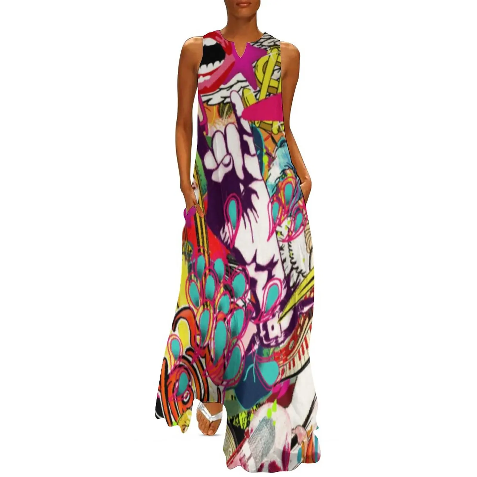 

Kiss Band Dress Summer Hair Band Rock Metal Aesthetic Bohemia Long Dresses Women Graphic Vintage Maxi Dress Large Size
