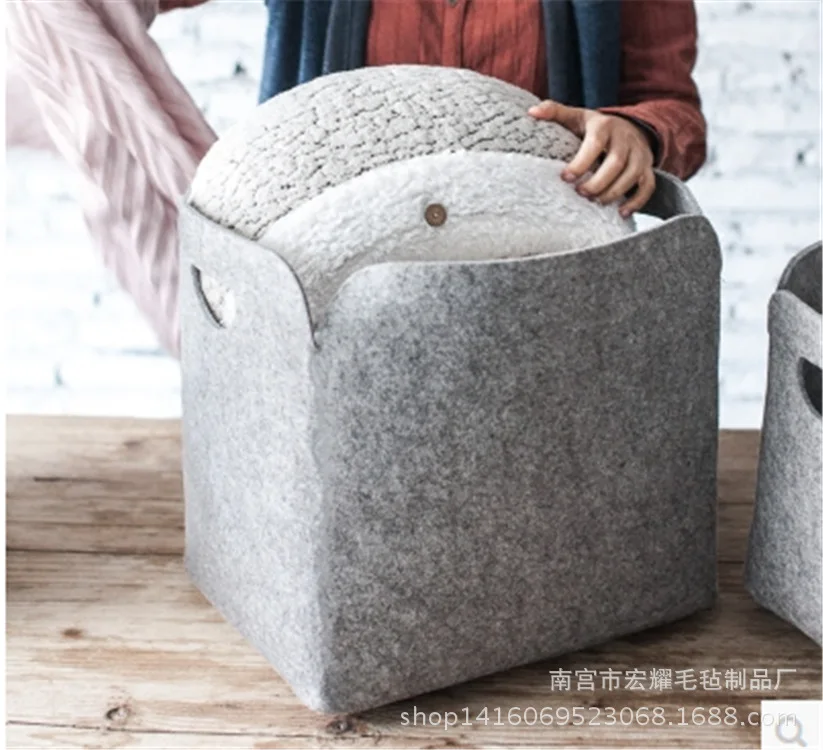 

Скандинавская войлочная корзина для хранения, 1 шт., для гостиной, чайного столика, черный, серый цвет, ткань, войлочная коробка для хранения, носки для спальни