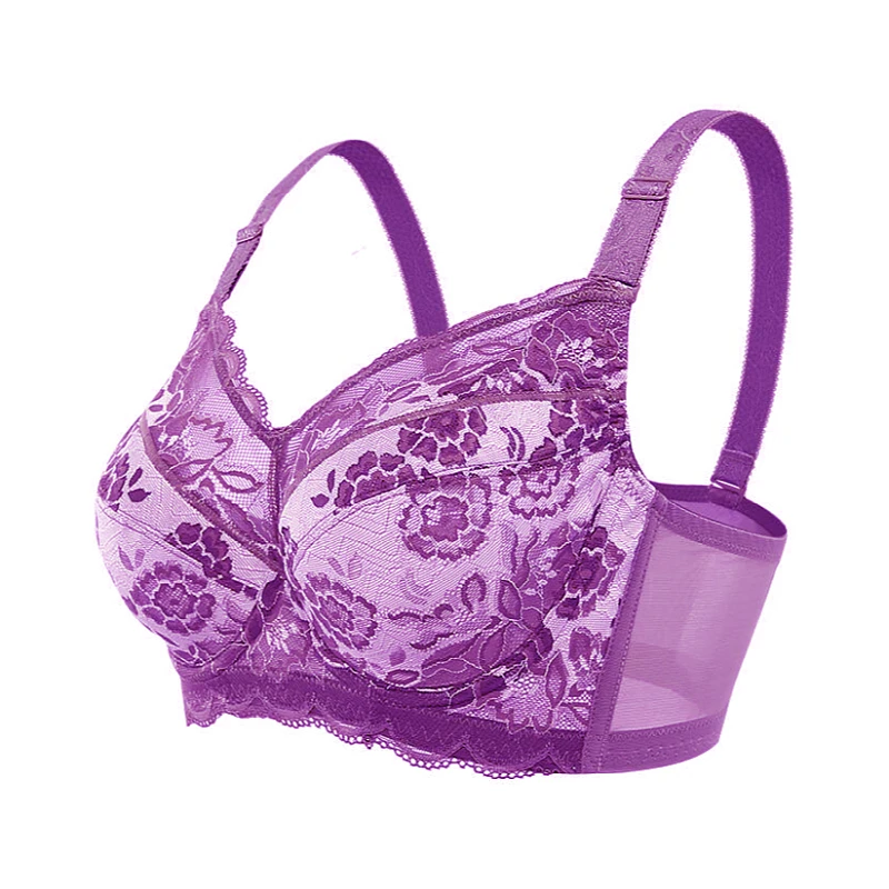 Womens Ultra Thin Bra Full Coverage Non-Padded Underwire Lace Lingerie For Female Plus Size 75 80 85 90 95 100 105 110 D E F G H