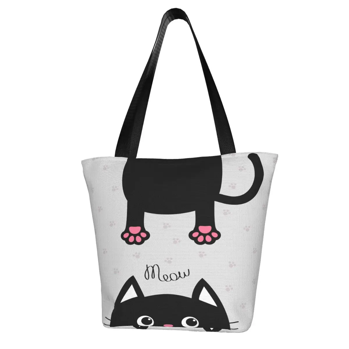 

Black Cat Funny Face Head Silhouette Bag for Women 2022 Shoulder Bag Casual Tote Female Handbag