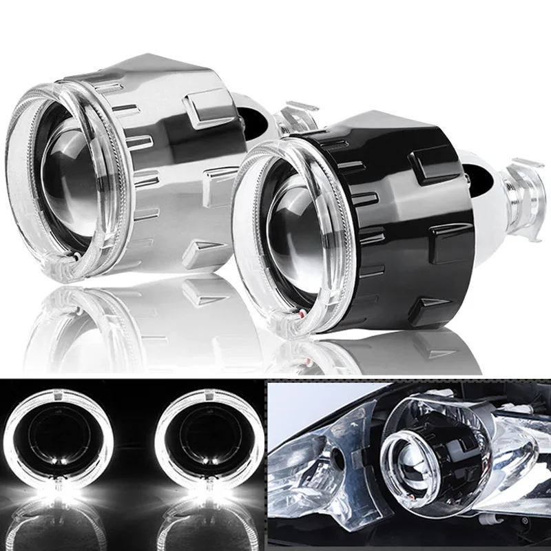 

2.5inch Universal BI-Xenon HID Projector lenses for H4 H7 Headlight Lamp with Angel Eye Use H1 LED HID Xenon Lamp Car Retrofit
