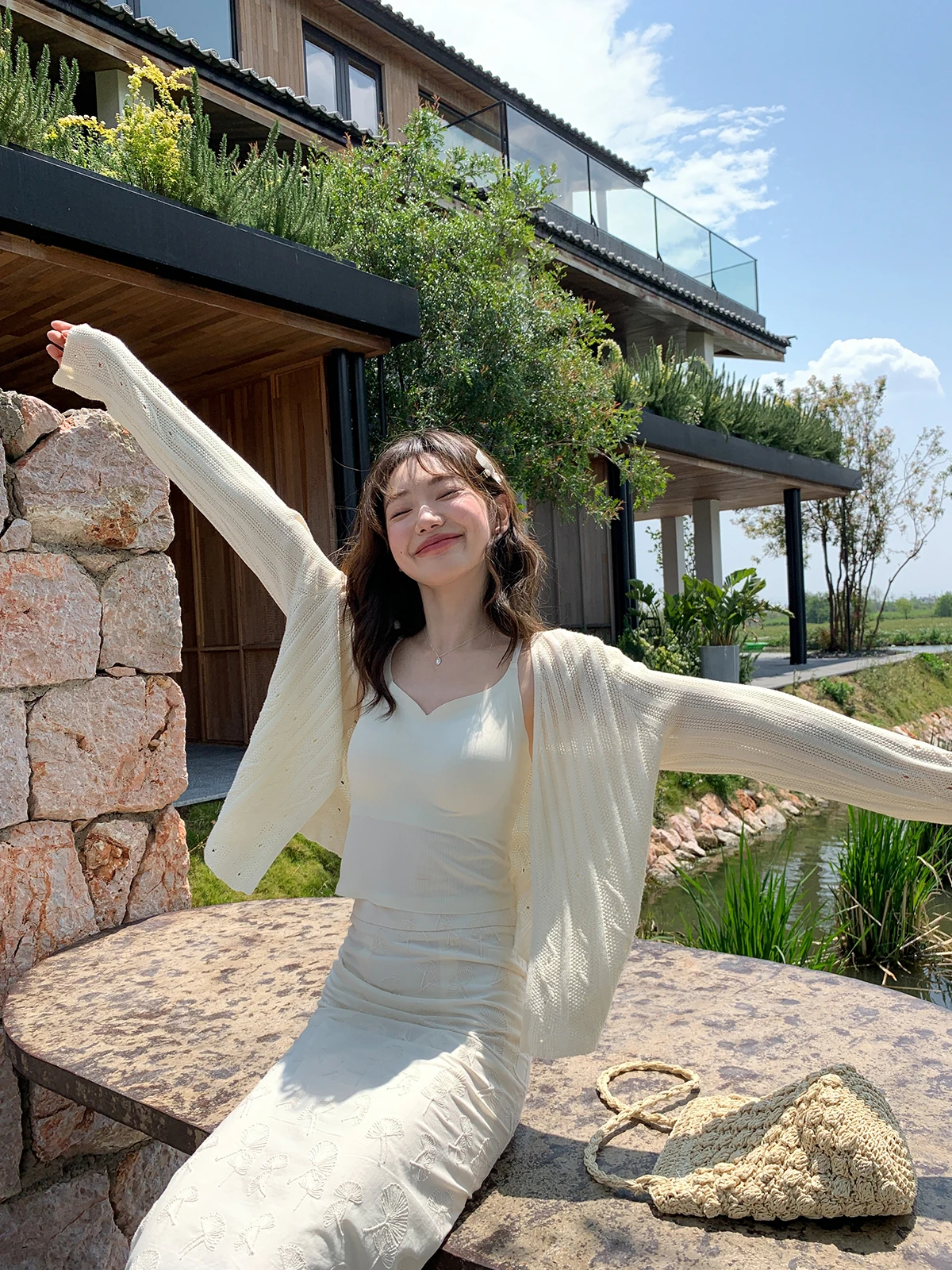 Женский кардиган с полосками Hello Cannon элегантный тонкий вязаный и лето 2024