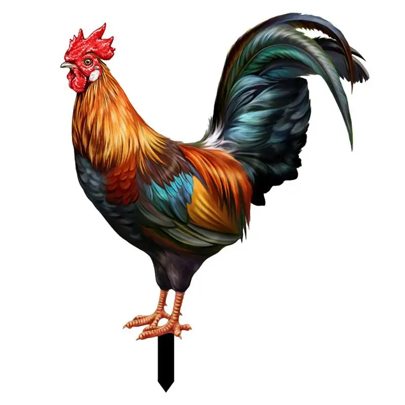 

Садовая статуя петуха, Погодостойкая уличная декоративная акриловая статуя курицы для фермы, патио, газона, заднего двора, домашние украшен...
