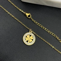 stainless steel necklace for women fashion four leaf clover pendant necklace gold jewelry choker accessories woman birthday gift
