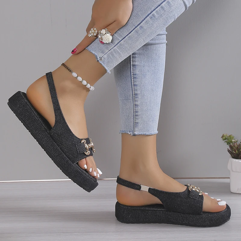 2023 Summer Fashion Ladies Platform Sandals Outdoor Leisure Large Size Shoes for Women Flat Sandalias De Mujer