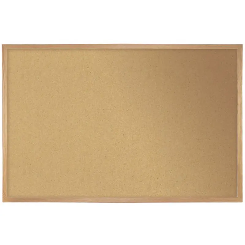 Self-Healing Tackboard, 2 H x 3 W ft, Wood Frame, Natural Cork